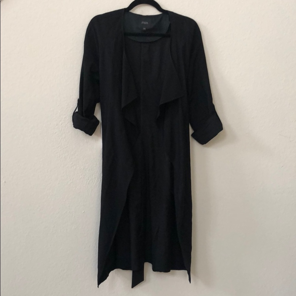 Black Flyaway Trench Coat by Guess
